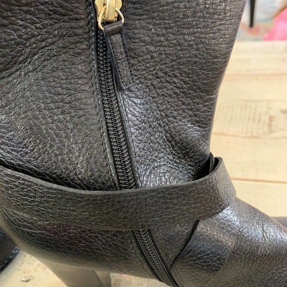 Italian Leather A. Testoni Ankle Boots Black Booties Heeled Buckle Sz 40 US 8.5 - Picture 6 of 9